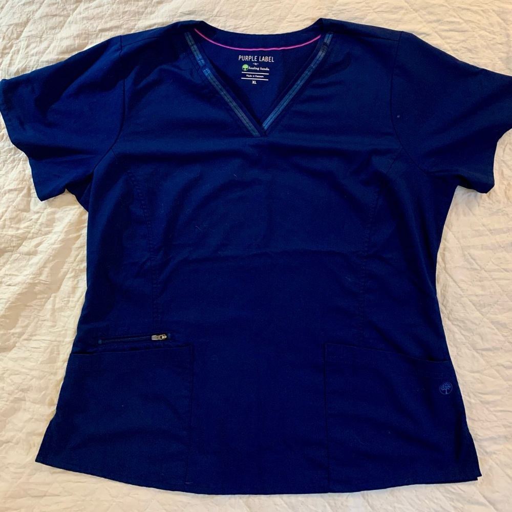 Women’s Healing Hands Scrub Top Navy XL